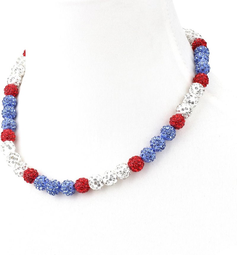 Krfy Baseball Necklaces for Boys, Bling Rhinestone Beaded Necklaces for Women Men, Diamond Baseball Drip Necklace Ice Bead Necklaces Inspired Sports Jewelry, 17.7 Inches, Age：Over 8 Years Old - Image 1
